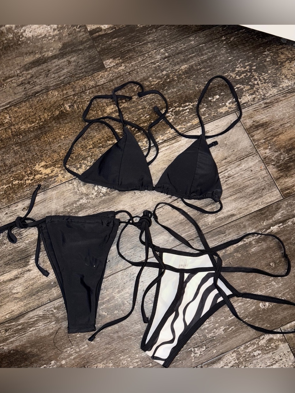 MATTE SWIM collection Women’s Black Triangle String Bikini Set